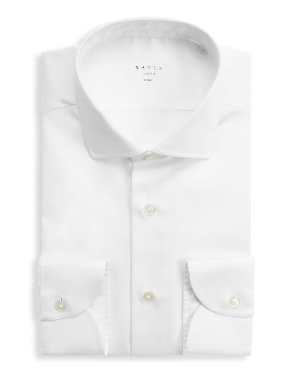 White Twill Solid colour Shirt Collar spread Tailor Custom Fit