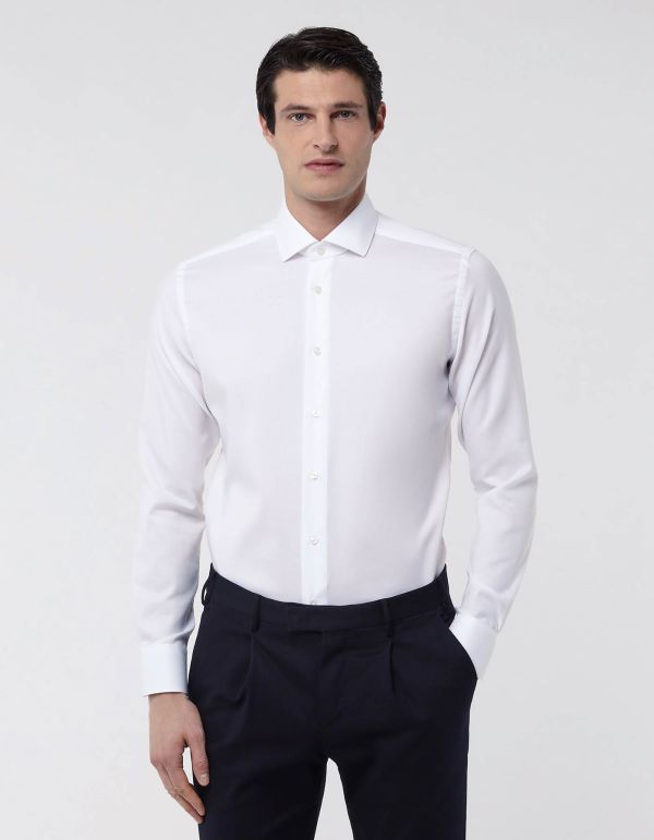 White Oxford Solid colour Shirt Collar small cutaway