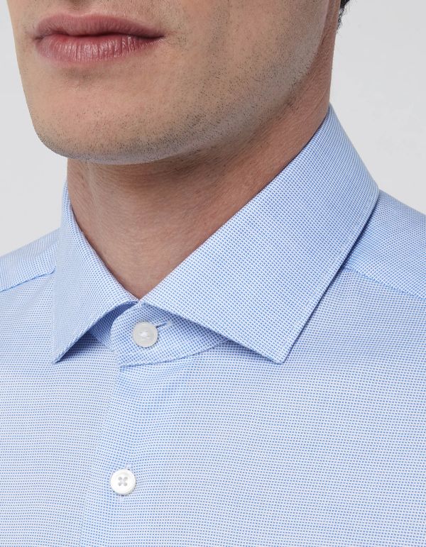 Light Blue Oxford Solid colour Shirt Collar small cutaway Tailor Custom Fit hover