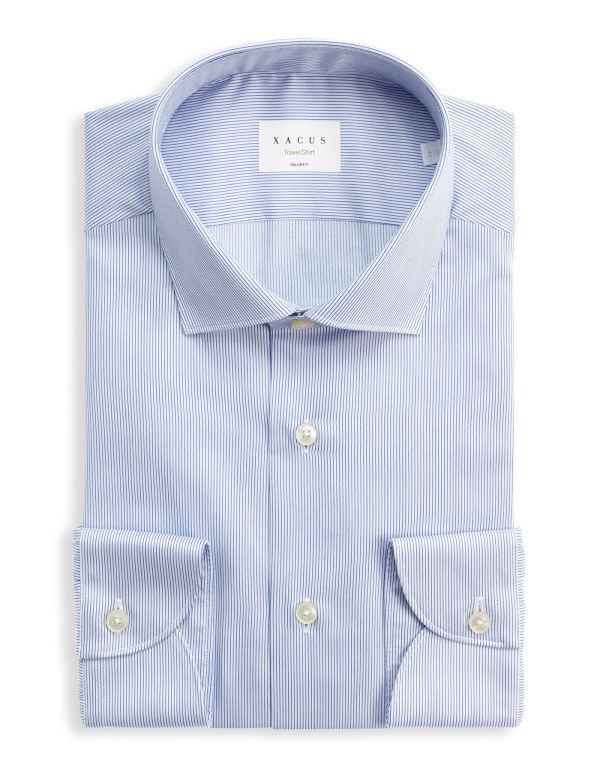 Blue Twill Stripe Shirt Collar small cutaway Tailor Custom Fit