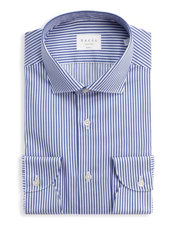 Blue Twill Stripe Shirt Collar small cutaway Tailor Custom Fit