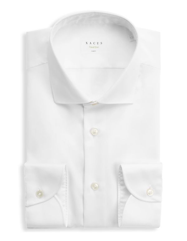 White Twill Solid colour Shirt Collar small cutaway Slim Fit