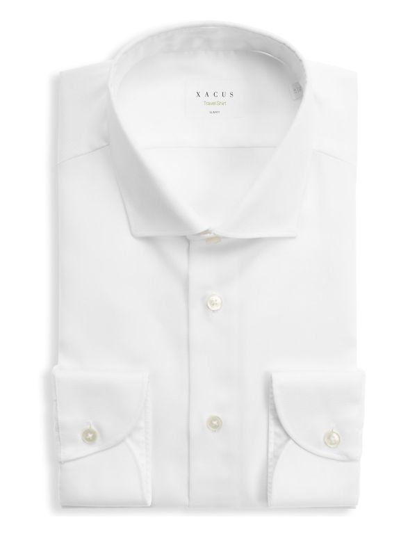 White Oxford Solid colour Shirt Collar small cutaway Slim Fit