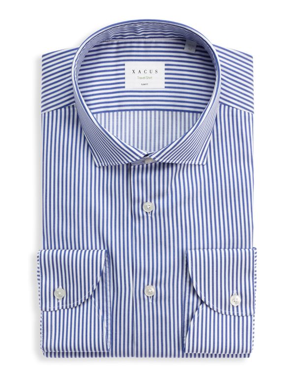 Blue Twill Stripe Shirt Collar small cutaway Slim Fit